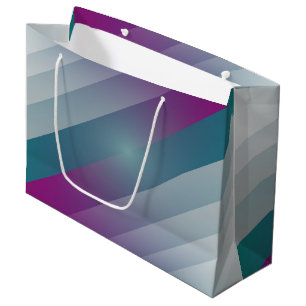 Teal magenta grey triangles large gift bag
