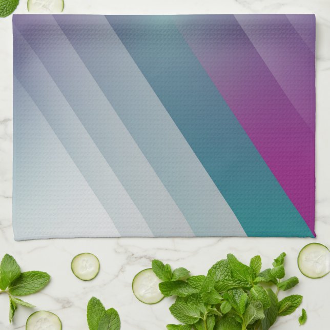 Teal magenta grey triangles tea towel (Folded)