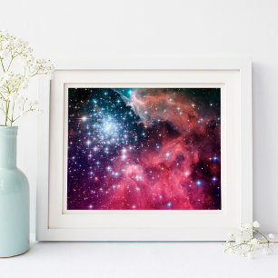 Teal Magenta Ombre Stars Poster