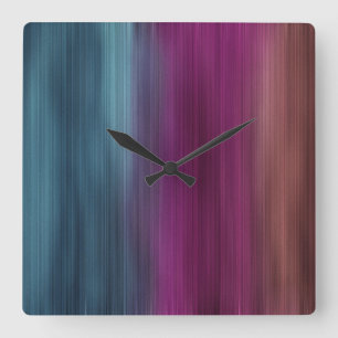 Teal Magenta Sienna Modern Square Wall Clock