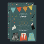 Teal Magic Show Bar Bat Mitzvah Invitation<br><div class="desc">Delight your guests with a show-stopping Magic Show theme. This playful design features hand-drawn illustrations full of fun and eye-catching magic atop a beautiful teal background! Customise with your own party details and round out the party with the full Magic Show party supply suite.</div>