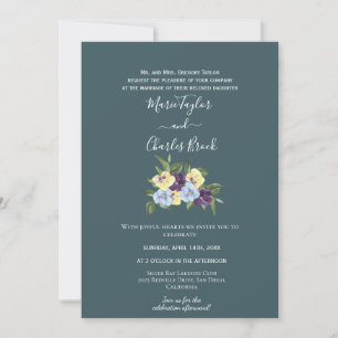 Teal Magnolia Wedding Invitation