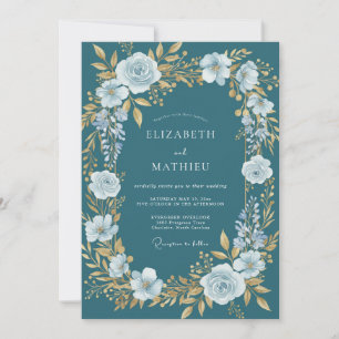 Teal Majestic Winter Wedding Invitation
