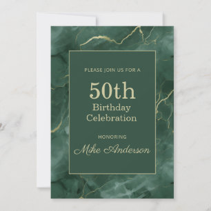 Teal Marble 50th Birthday Invitation