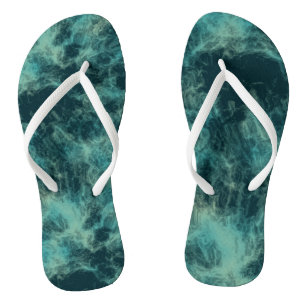 Teal Marble Abstract Flip Flops