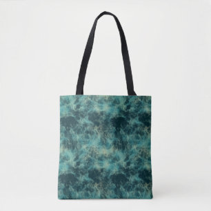 Teal Marble Abstract Tote Bag