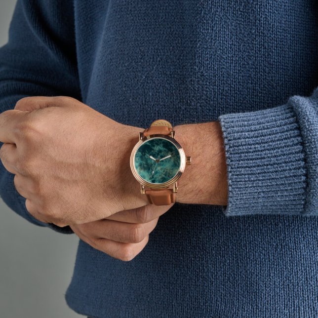 Teal Marble Abstract Watch (Wrist)