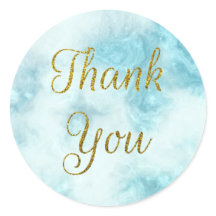 Teal Marble & Gold Thank You Envelope Seal