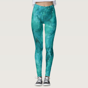 Teal Marble Leggings