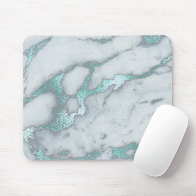 teal marble mouse mat (With Mouse)