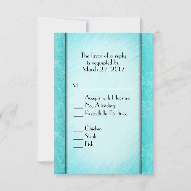 Teal Marble RSVP with Menu Choice (Front)