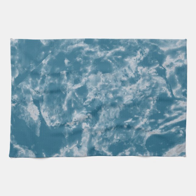 Teal Marble Tea Towel (Horizontal)