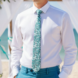 Teal marble wedding  tie
