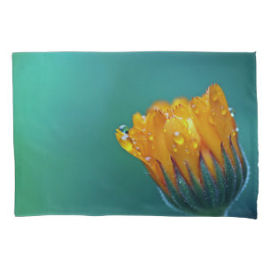 Teal Marigold Floral Pillowcase