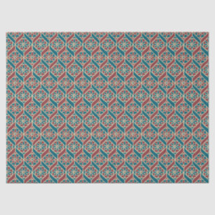 Teal, Maroon, Beige Ethnic Floral Pattern Tissue Paper