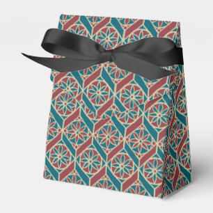 Teal Maroon Beige Ethnic Pattern Flowers, Chevrons Favour Box