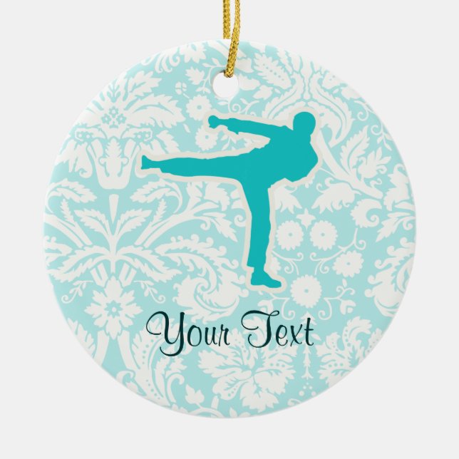 Teal Martial Arts Ceramic Tree Decoration (Front)