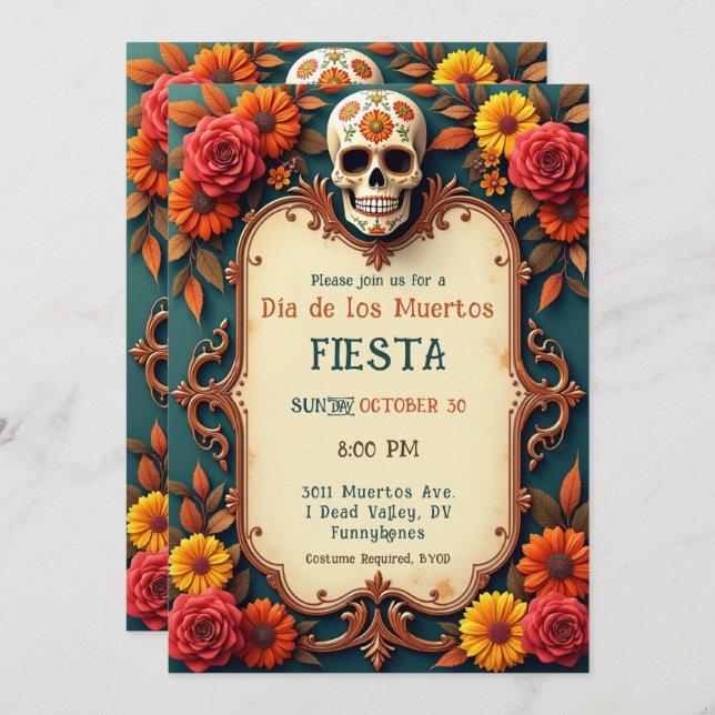 💀🎉 Teal Me the Afterlife Party Invitation (Front/Back)