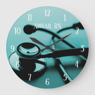 Teal Medical Office Doctor   Nurse Large Clock
