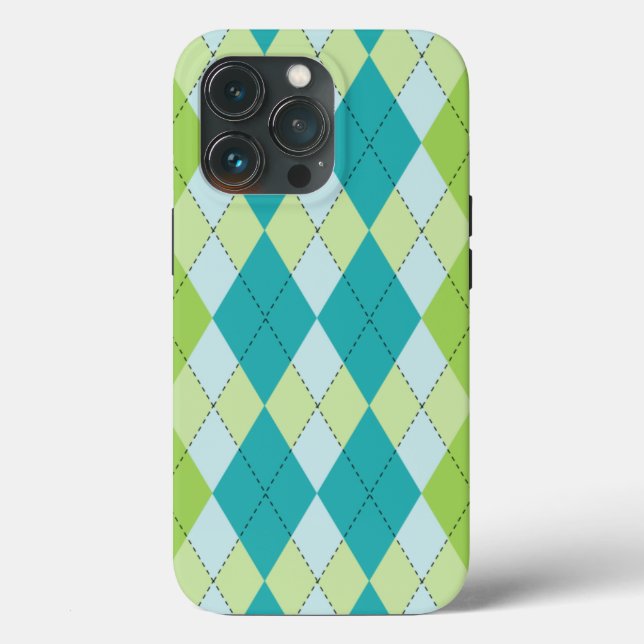 Teal Melon Mod Argyle Case-Mate iPhone Case (Back)