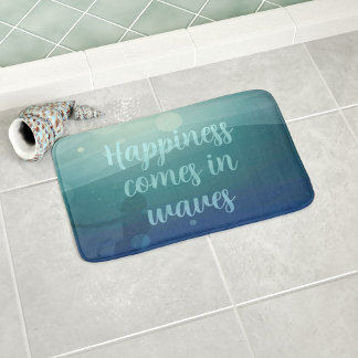 Teal Mermaid Happiness Comes in Waves Custom Bath Mat