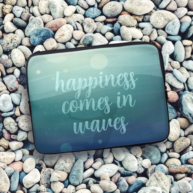Teal Mermaid Happiness in Waves Laptop Sleeve (Happiness does come in waves. A fun teal mermaid themed laptop sleeve just for you)