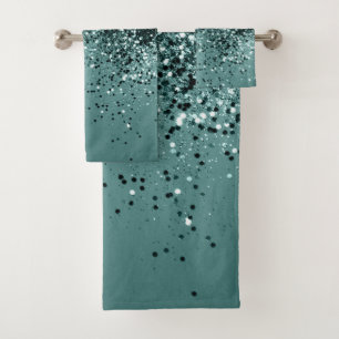Teal Mermaid Ocean Glitter #1 #shiny #decor Bath Towel Set