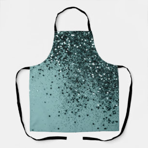 Teal Mermaid Ocean Glitter #4 (Faux Glitter) #art Apron