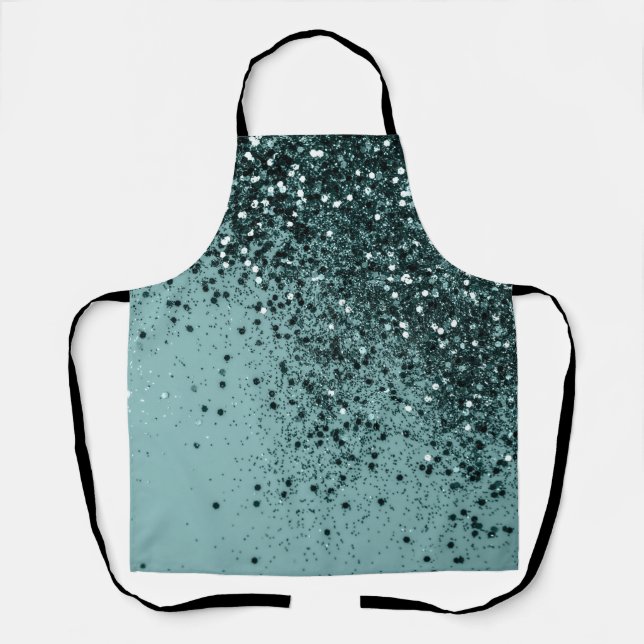 Teal Mermaid Ocean Glitter #4 (Faux Glitter) #art  Apron (Front)