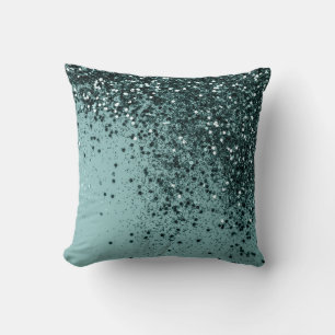 Teal Mermaid Ocean Glitter #4 (Faux Glitter) #art  Cushion
