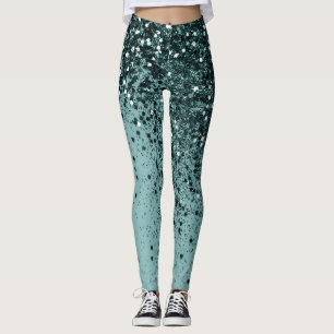 Teal Mermaid Ocean Glitter #4 (Faux Glitter) #art Leggings
