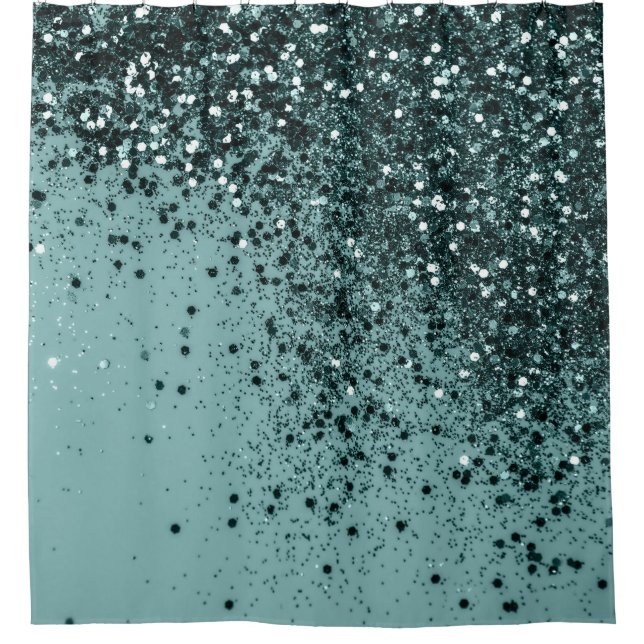 Teal Mermaid Ocean Glitter #4 (Faux Glitter) #art  Shower Curtain (Front)