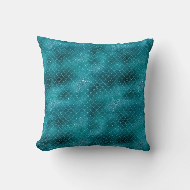 Teal Mermaid Sparkle Cushion (Front)