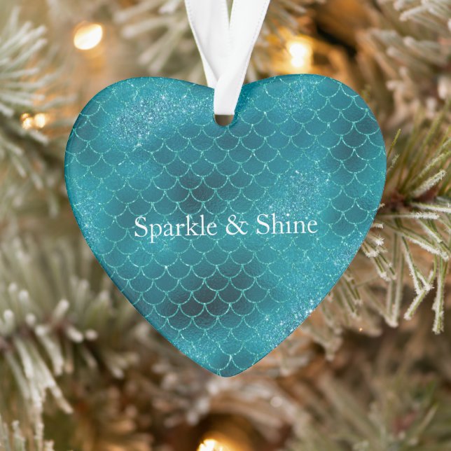 Teal Mermaid Sparkle Ornament (Tree)