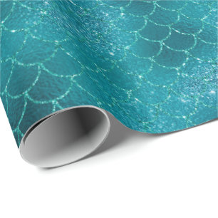 Teal Mermaid Sparkle Wrapping Paper