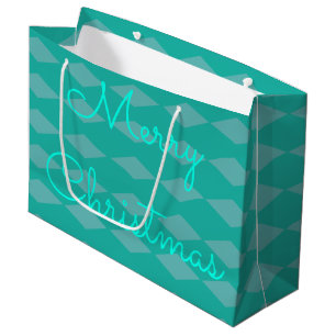 Teal Merry Christmas Large Tote Gift Bag