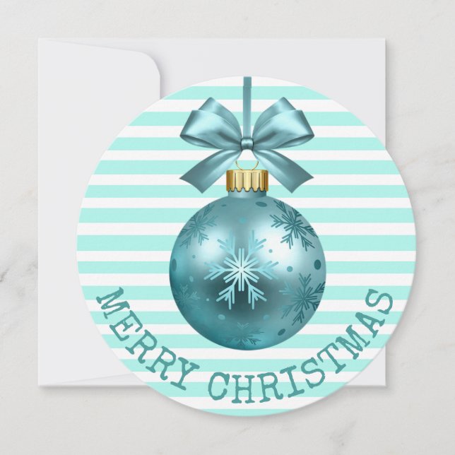 Teal Merry Christmas Personalised Card (Front)