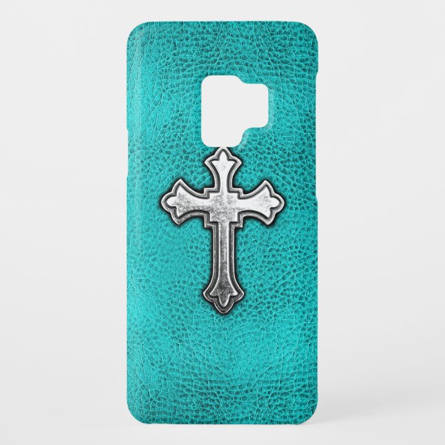 Teal Metal Cross Case-Mate Samsung Galaxy Case (Back)