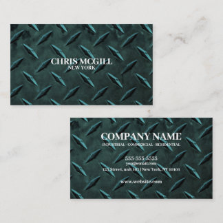 Teal Metal Texture Custom Construction Worker Business Card