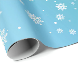 Teal Metallic Effect Snowflakes Wrapping Paper