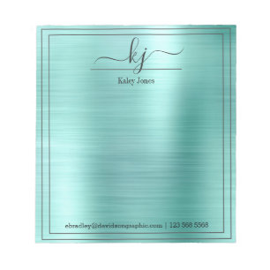 Teal Metallic Personalised Name From The Desk Of Notepad