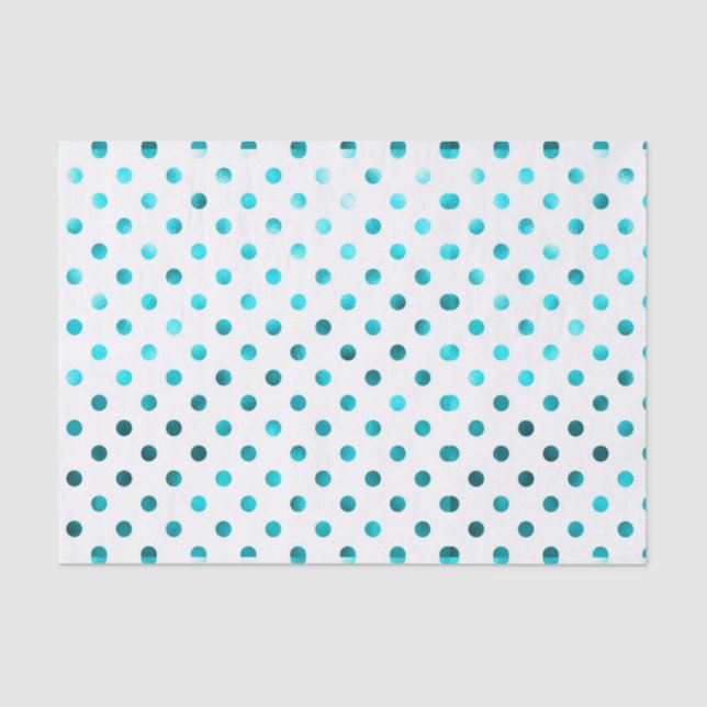 Teal metallic,polka dot,white,girly,trendy,cute, tissue paper (Front)