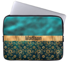 Teal Metallic Swirl Personalised Elegant Stylish