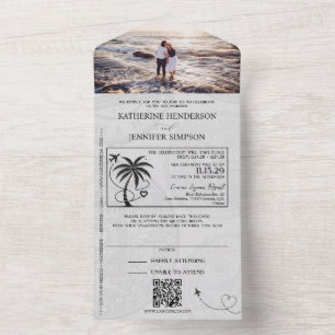 Teal Mexico Passport Wedding All In One Invitation