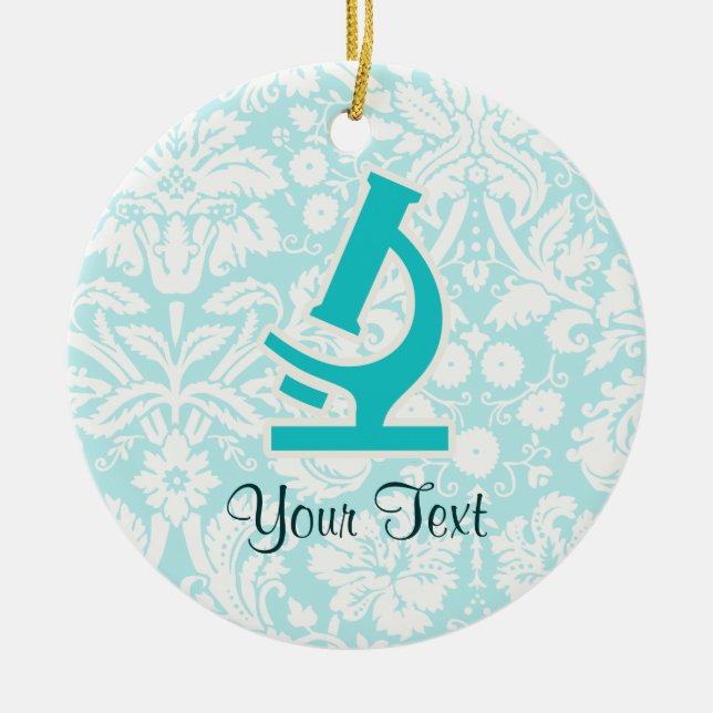 Teal Microscope; Cute Ceramic Tree Decoration (Front)