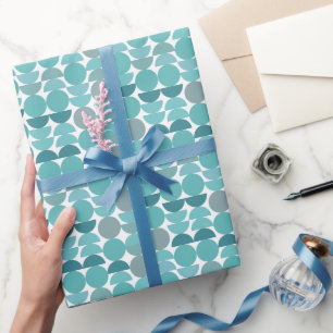 Teal Mid Century Modern Geometric Circles Wrapping Paper