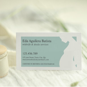 Teal    Midwife Doula Pregnant Woman SILHOUETTE  Business Card