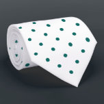 Teal Mini Polka Dot Pattern on White Tie<br><div class="desc">Stylish teal mini polka dots form a classic geometric pattern on a white background.

To see the design on other items,  click the "Rocklawn Arts" link.

Digitally created image.
Copyright ©Claire E. Skinner. All rights reserved.</div>