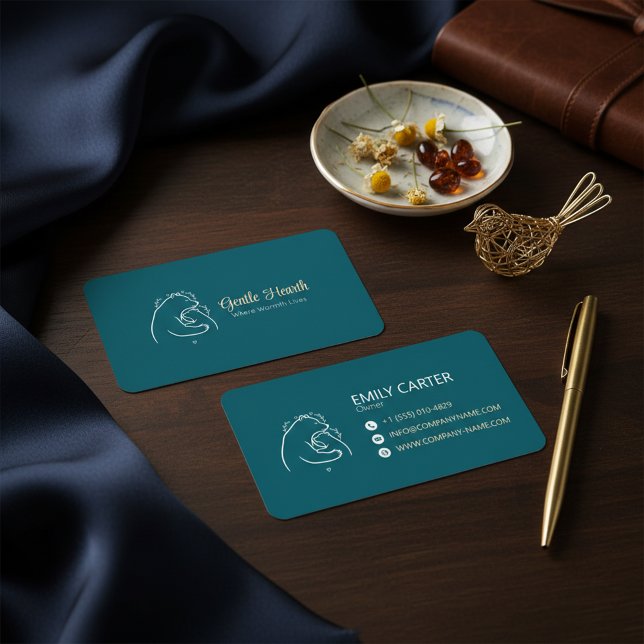 Teal Minimal Bear Logo Business Card Design (Creator Uploaded)