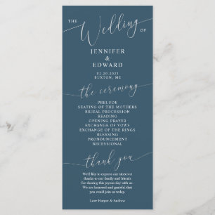 Teal Minimal Wedding Ceremony Program Programme